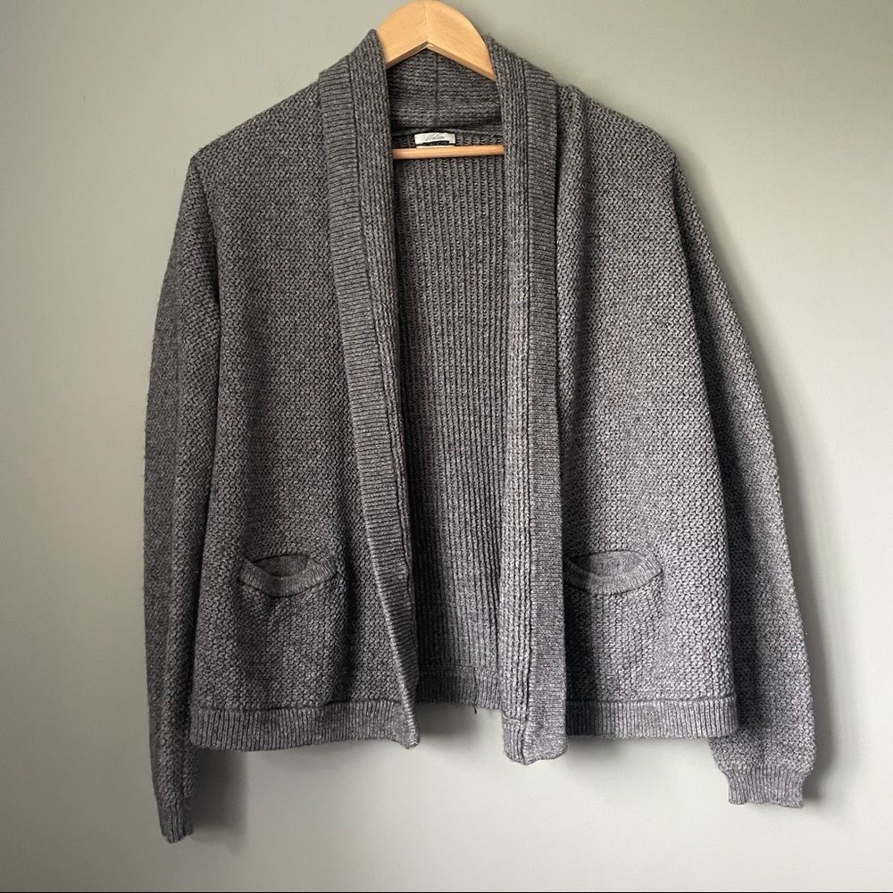 J. Crew Gray Open-Front Knit Cardigan